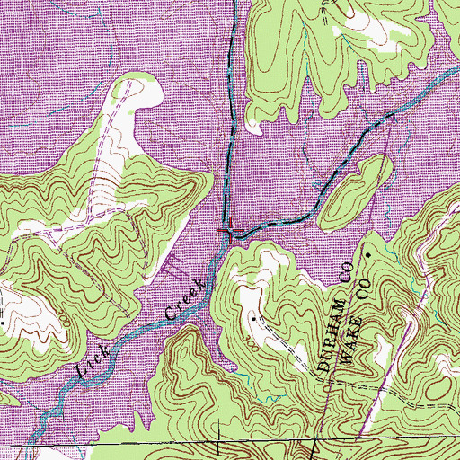 Topographic Map of Lick Creek, NC