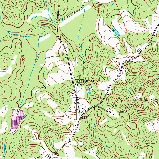 Topographic Map of Lick Fork Primitive Baptist Church, NC