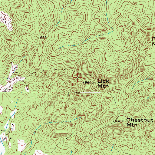 Topographic Map of Lick Mountain, NC