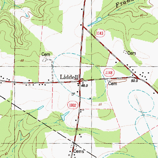 Topographic Map of Liddell, NC