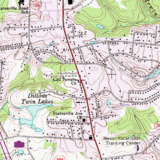 Topographic Map of Life Temple Church, NC