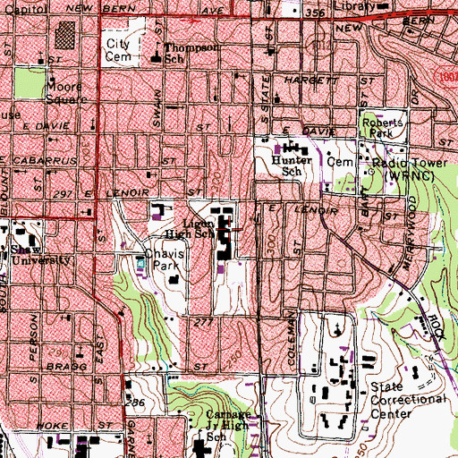Topographic Map of Ligon High School, NC