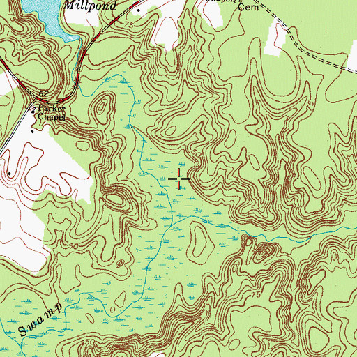 Topographic Map of Lilly Pond Creek, NC