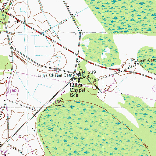 Topographic Map of Lillys Chapel School, NC