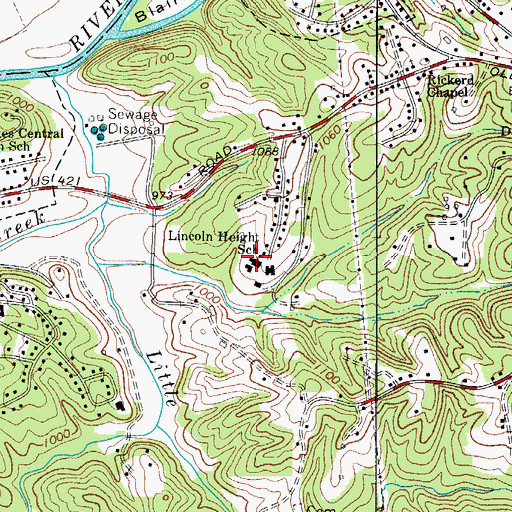 Topographic Map of Lincoln Height School, NC