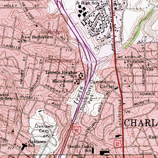 Topographic Map of Lincoln Heights Academy, NC