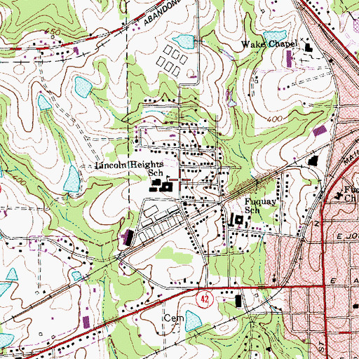 Topographic Map of Lincoln Heights School, NC