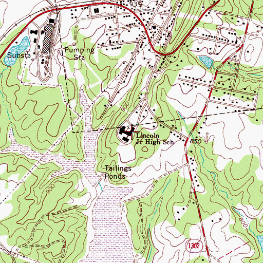 Topographic Map of Lincoln Junior High School, NC