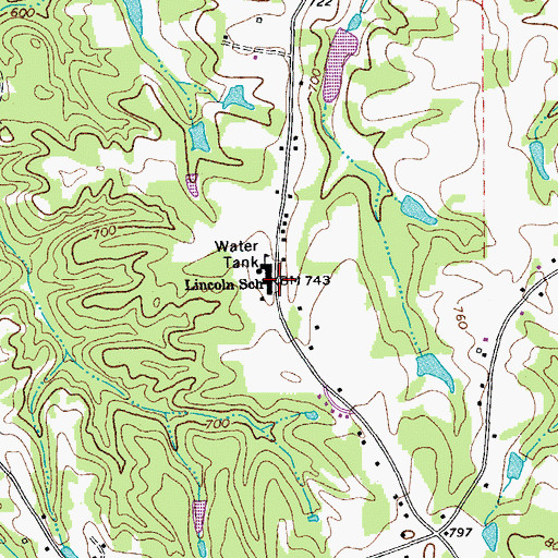 Topographic Map of Lincoln Elementary School, NC
