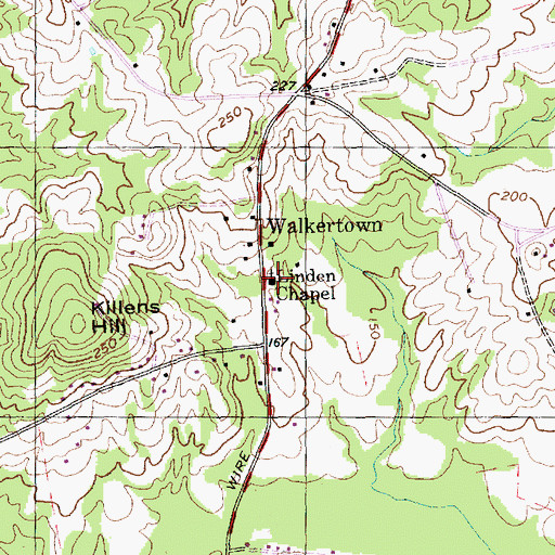 Topographic Map of Linden Chapel, NC