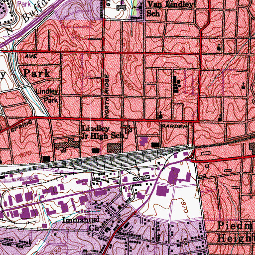 Topographic Map of Lindley Junior High School, NC