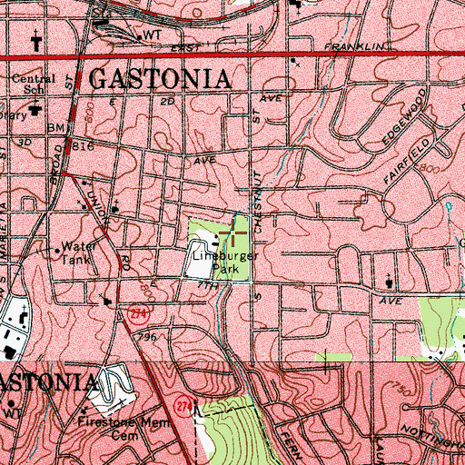 Topographic Map of Lineburger Park, NC