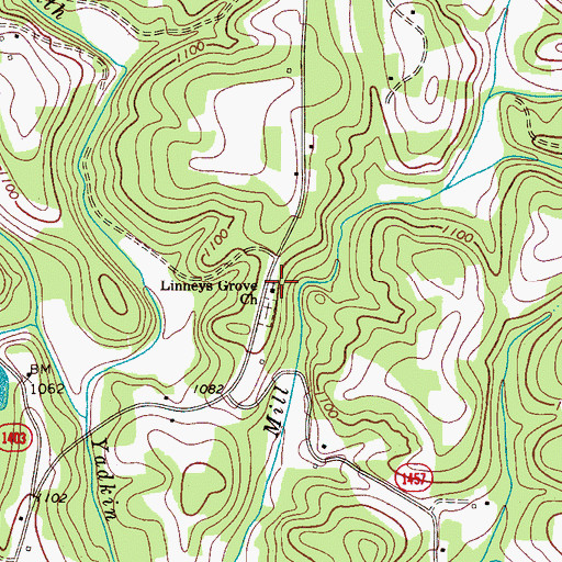 Topographic Map of Linneys Grove Church, NC