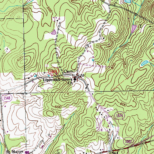 Topographic Map of Lipscomb Grove Church, NC