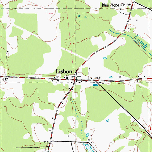 Topographic Map of Lisbon, NC