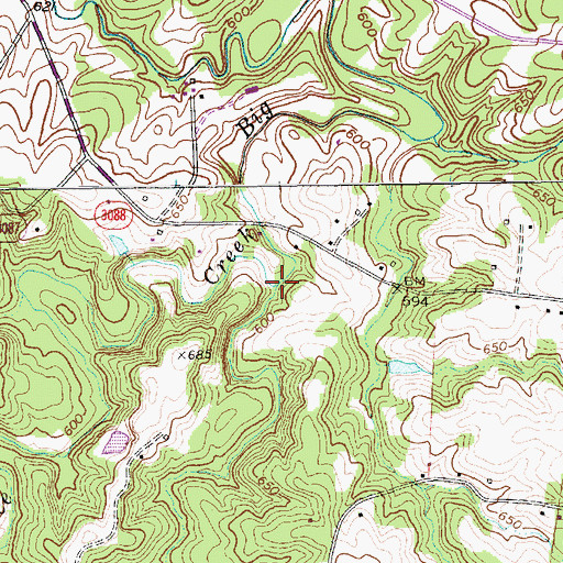 Topographic Map of Climax Creek, NC