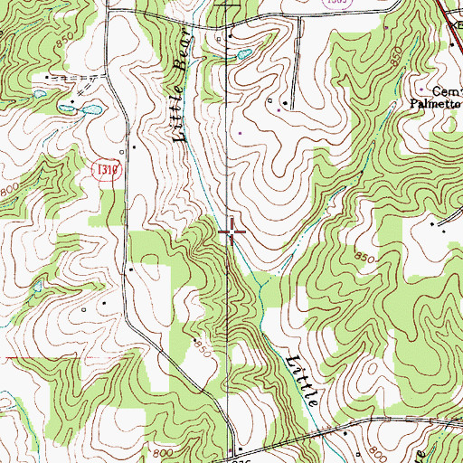 Topographic Map of Little Bear Creek, NC