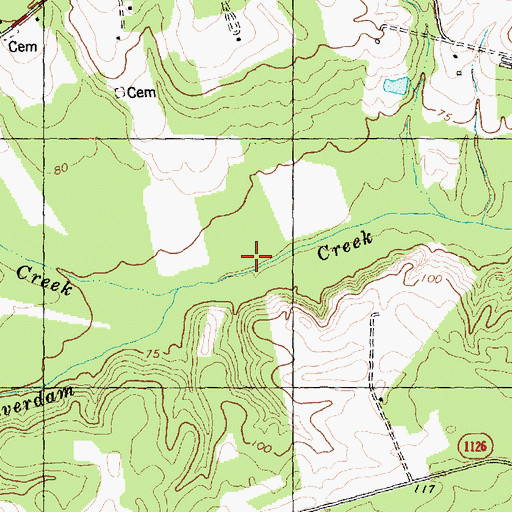 Topographic Map of Little Beaverdam Creek, NC