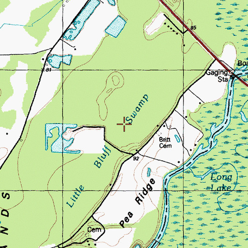 Topographic Map of Little Bluff Swamp, NC