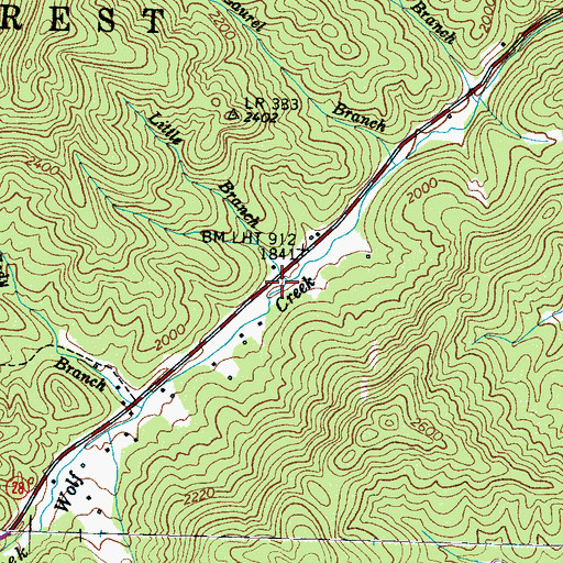 Topographic Map of Little Branch, NC