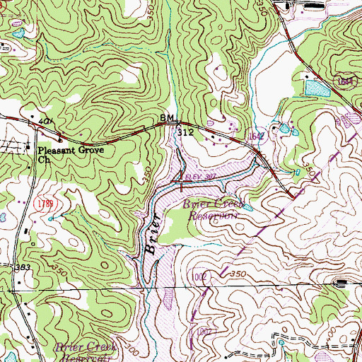 Topographic Map of Little Brier Creek, NC