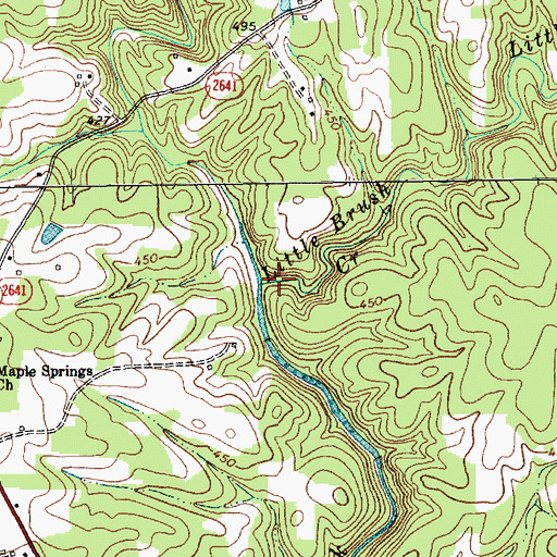 Topographic Map of Little Brush Creek, NC