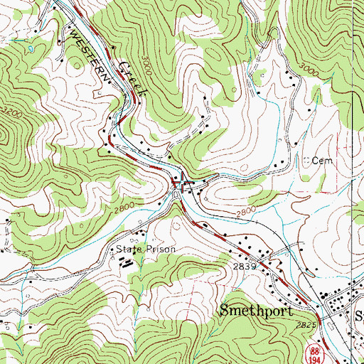 Topographic Map of Little Buffalo Creek, NC
