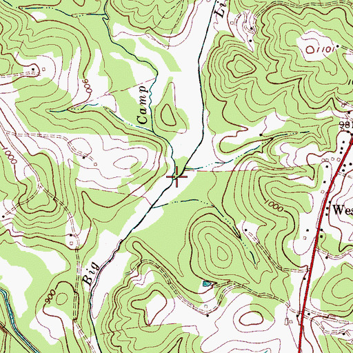 Topographic Map of Little Camp Creek, NC