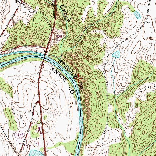 Topographic Map of Little Cedar Creek, NC