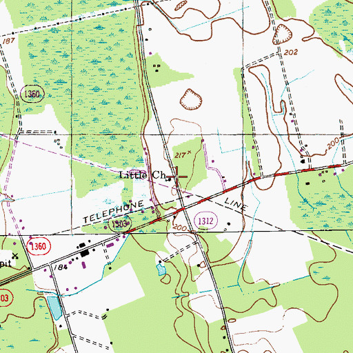 Topographic Map of Little Church, NC