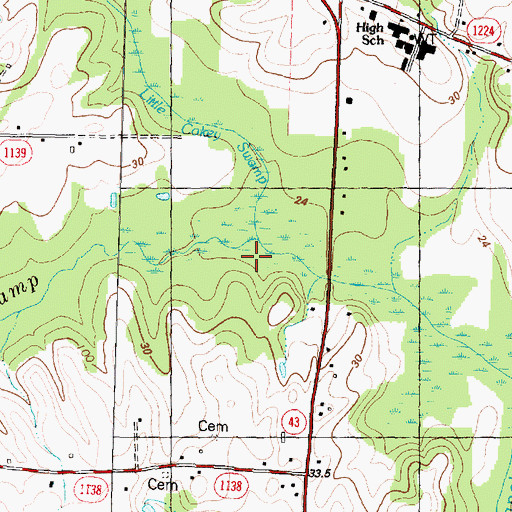 Topographic Map of Little Cokey Swamp, NC