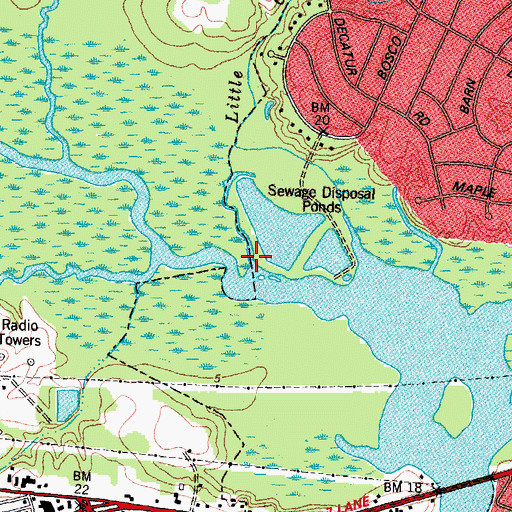 Topographic Map of Little Creek, NC