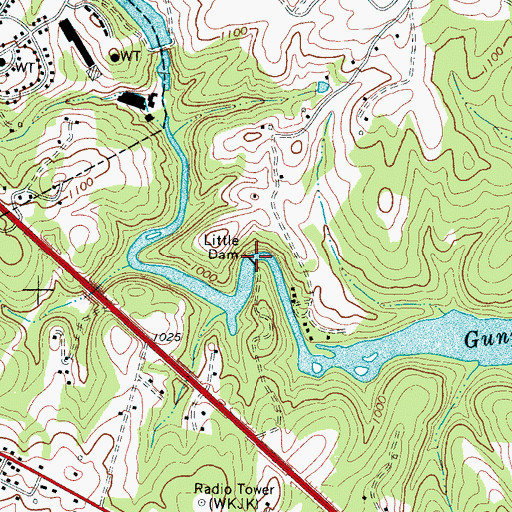 Topographic Map of Little Dam, NC
