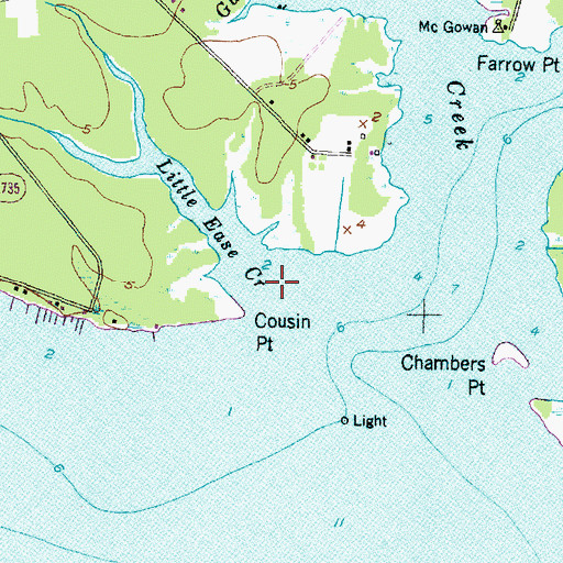 Topographic Map of Little Ease Creek, NC