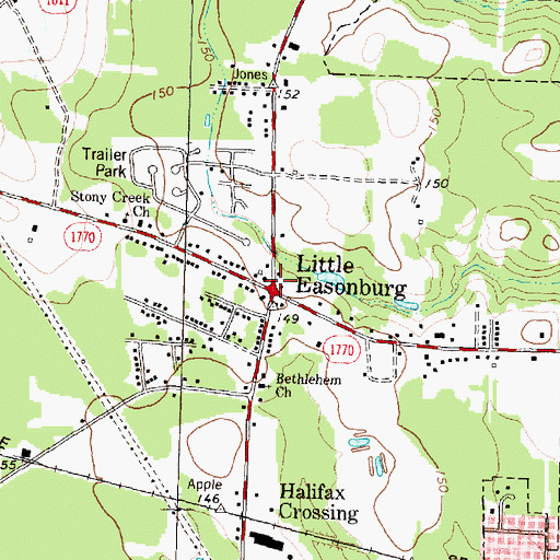 Topographic Map of Little Easonburg, NC