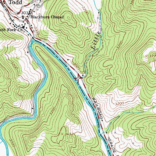 Topographic Map of Little Elk Creek, NC