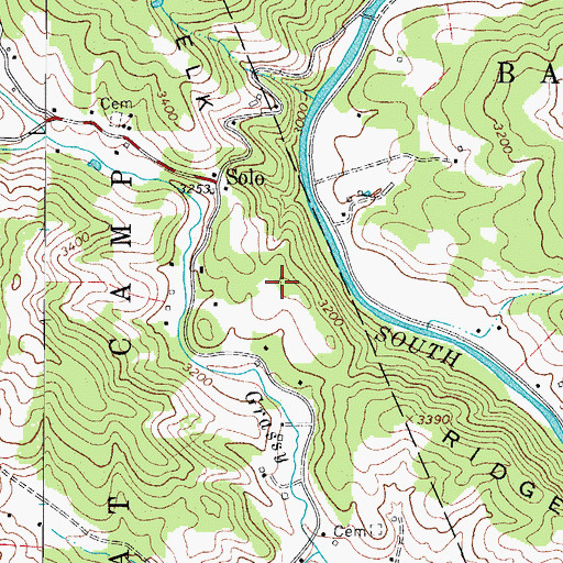 Topographic Map of Little Elk Ridge, NC