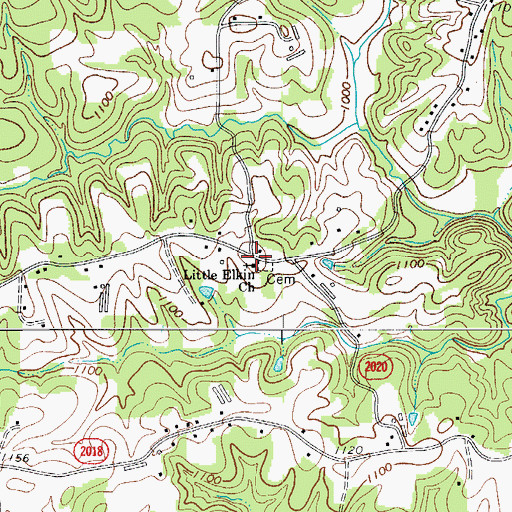 Topographic Map of Little Elkin Church, NC
