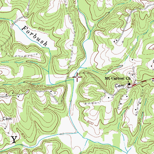 Topographic Map of Little Forbush Creek, NC