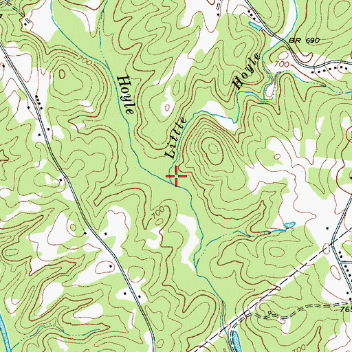 Topographic Map of Little Hoyle Creek, NC