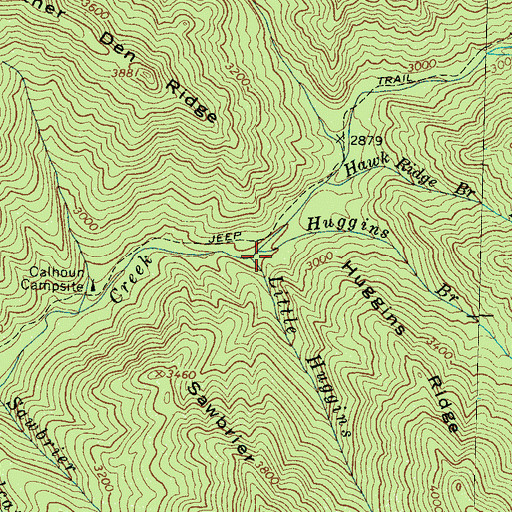 Topographic Map of Little Huggins Branch, NC