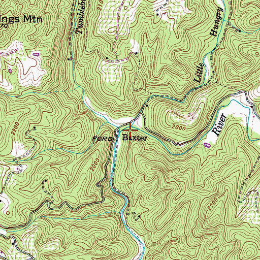 Topographic Map of Little Hungry River, NC