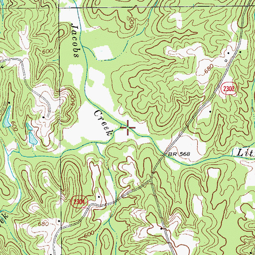 Topographic Map of Little Jacobs Creek, NC