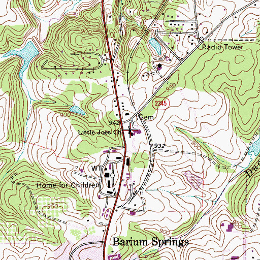 Topographic Map of Little Joes Church, NC