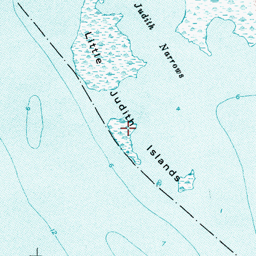 Topographic Map of Little Judith Islands, NC