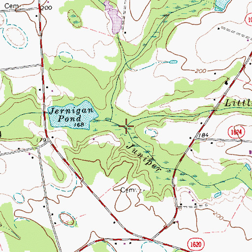 Topographic Map of Little Juniper Run, NC