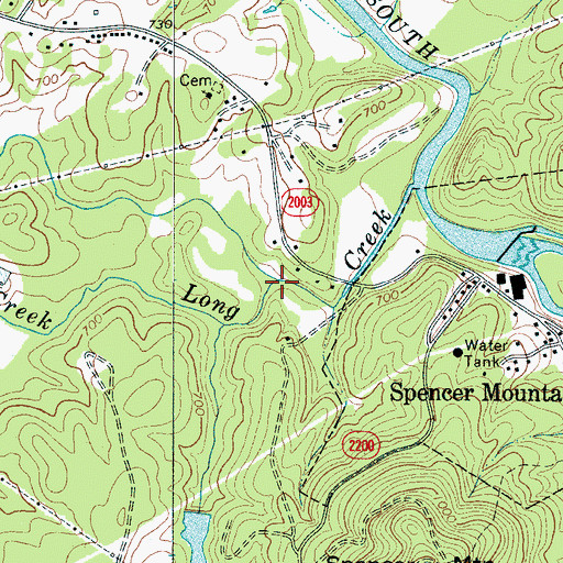 Topographic Map of Little Long Creek, NC