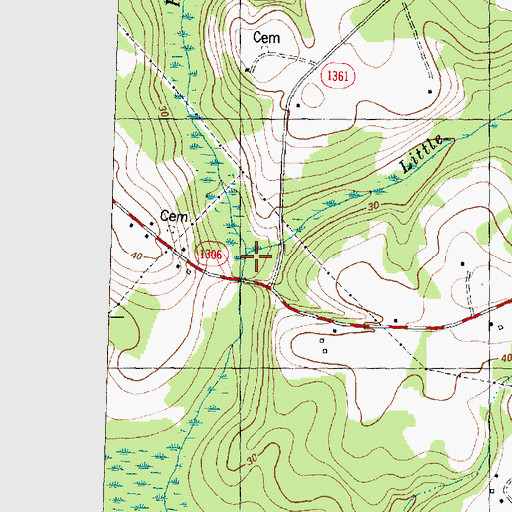 Topographic Map of Little Marsh, NC