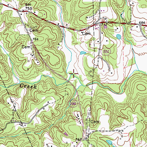 Topographic Map of Little Matrimony Creek, NC