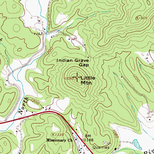 Topographic Map of Little Mountain, NC